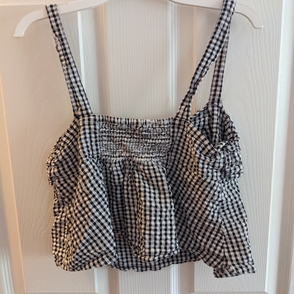Black and white gingham h&m crop tank top - Picture 2 of 5